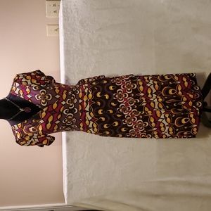 Bisou Bisou Wrap Dress Sz 10 Geometric Pattern / Great work dress. Beaut…